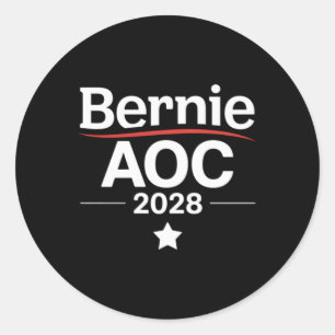 Sticker Rond Bernie Sanders Et Aoc 2028 Pour La Campagne Du Pré