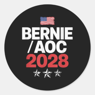Sticker Rond Bernie Sanders Et Aoc 2028 Pour La Campagne Du Pré