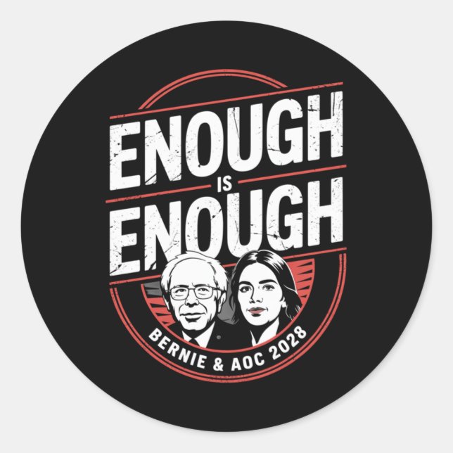 Sticker Rond Bernie Sanders Et Aoc 2028 Pour La Campagne Du Pré (Devant)