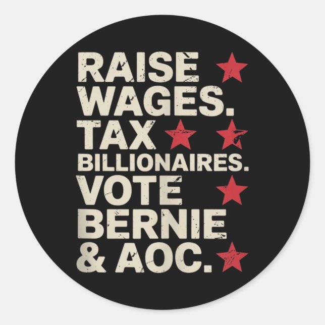 Sticker Rond Bernie Sanders Et Aoc 2028 Pour La Campagne Du Pré (Devant)