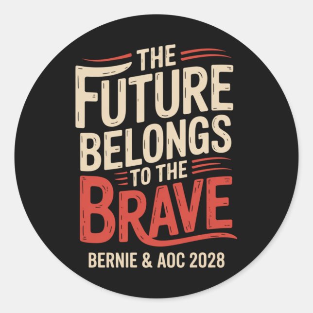 Sticker Rond Bernie Sanders Et Aoc 2028 Pour La Campagne Du Pré (Devant)