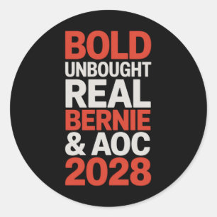 Sticker Rond Bernie Sanders Et Aoc 2028 Pour La Campagne Du Pré