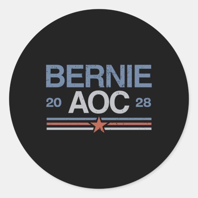 Sticker Rond Bernie Sanders Et Aoc Long Sleeve (Devant)
