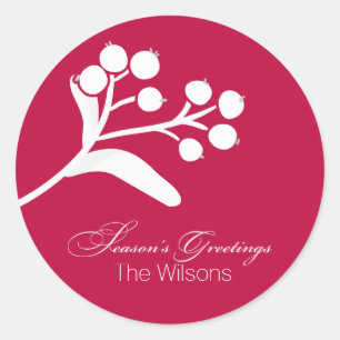 Sticker Rond Berries et Branches Vacances