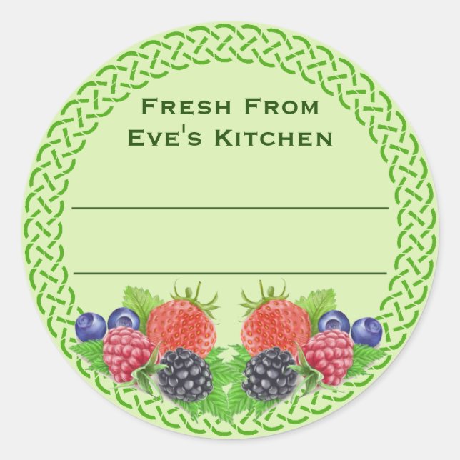 Sticker Rond Berries mélangées avec canne ronde celtique (Devant)