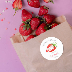 Sticker Rond Berry aux fraises sucrées Premier 1er anniversaire