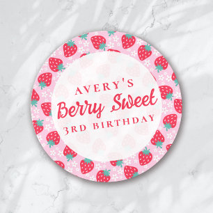 Sticker Rond Berry FirSweetst Anniversaire Fraise Daisy