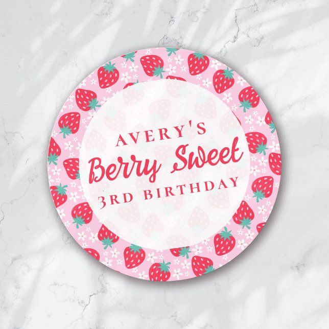 Sticker Rond Berry FirSweetst Anniversaire Fraise Daisy (Créateur téléchargé)