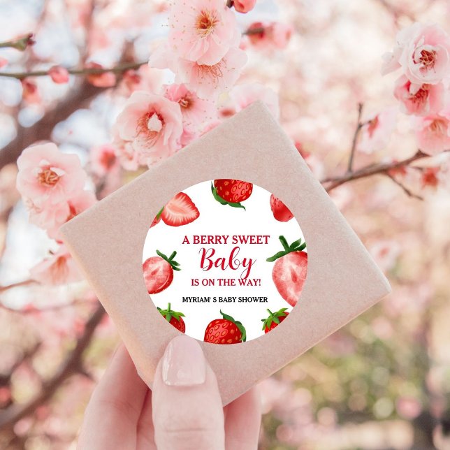 Sticker Rond Berry fraise Baby shower sucré Sur le chemin (Créateur téléchargé)