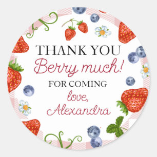 Sticker Rond Berry fraise Premier anniversaire