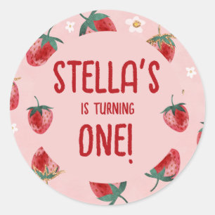Sticker Rond Berry fraise Premier anniversaire