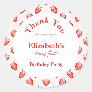Sticker Rond Berry fraise Premier anniversaire