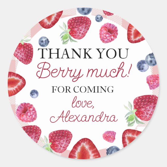 Sticker Rond Berry fraise Premier anniversaire (Devant)