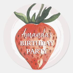 Sticker Rond Berry fraise Premier anniversaire