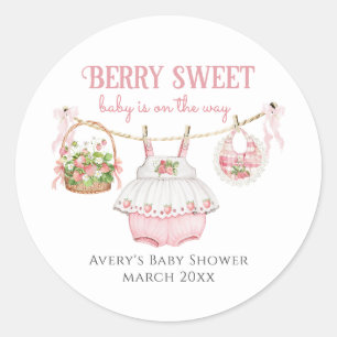 Sticker Rond Berry fraise Sweet moderne bébé fille douche
