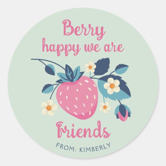 Sticker Rond Berry Happy Strawberry (Devant)
