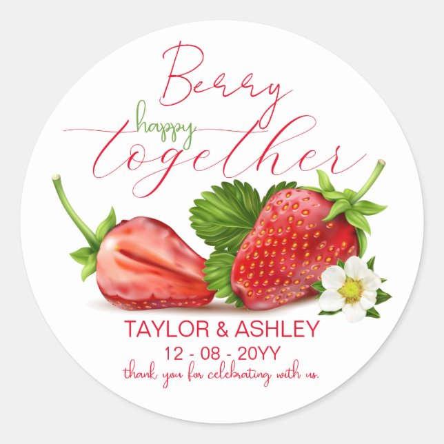 Sticker Rond Berry Happy Together Wedding (Devant)