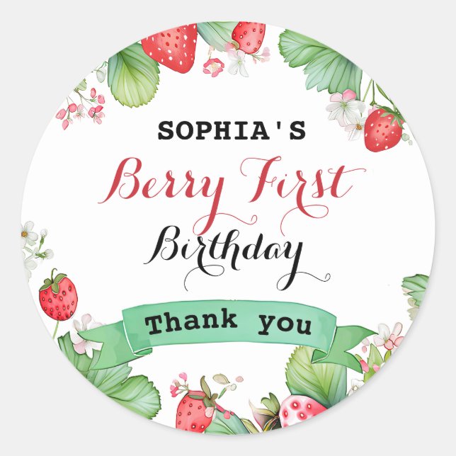 Sticker Rond Berry Lovely Premier anniversaire (Devant)