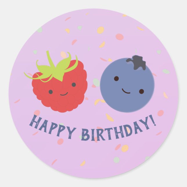 Sticker Rond Berry mignonne Bonne fête d'anniversaire Berry Kaw (Devant)