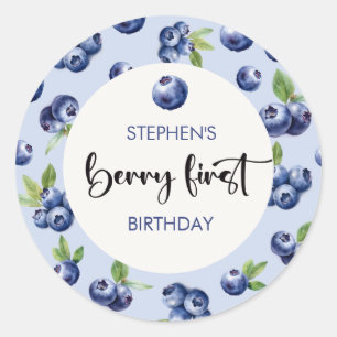Sticker Rond Berry premier anniversaire de enfant de bleuets