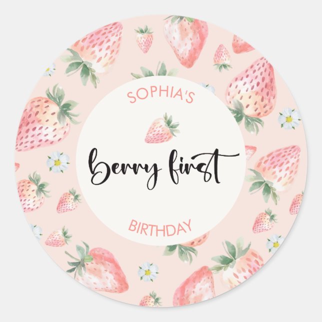 Sticker Rond Berry premier anniversaire de enfant de fraise (Devant)