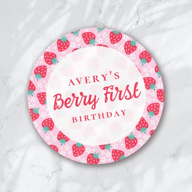 Sticker Rond Berry Premier anniversaire Fraise Daisy (Créateur téléchargé)