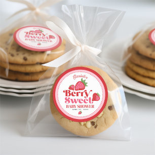 Sticker Rond Berry rouge fraise Baby shower doux
