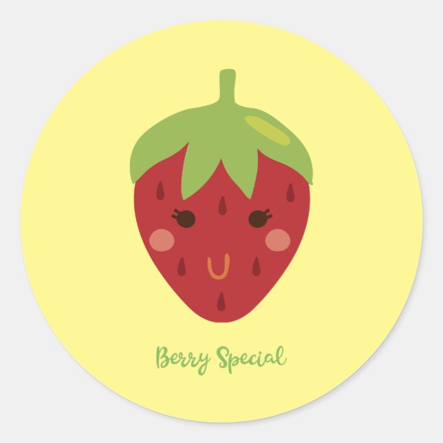 Sticker Rond Berry Special Souriant fraise (Devant)