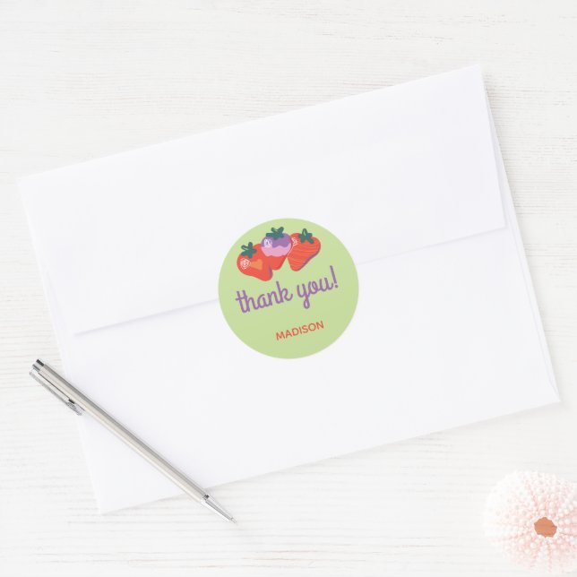 Sticker Rond Berry Special Strawberry Anniversaire - Kiwi (Enveloppe)