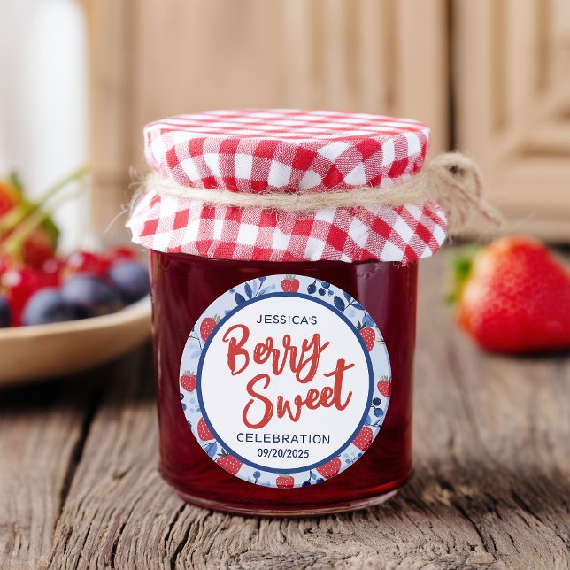 Sticker Rond Berry Sweet Baby shower (This adorable design is bursting with charm, perfect for a spring or summer party vibe! )
