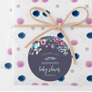 Sticker Rond Berry Sweet Blueberry & Flowers Baby shower