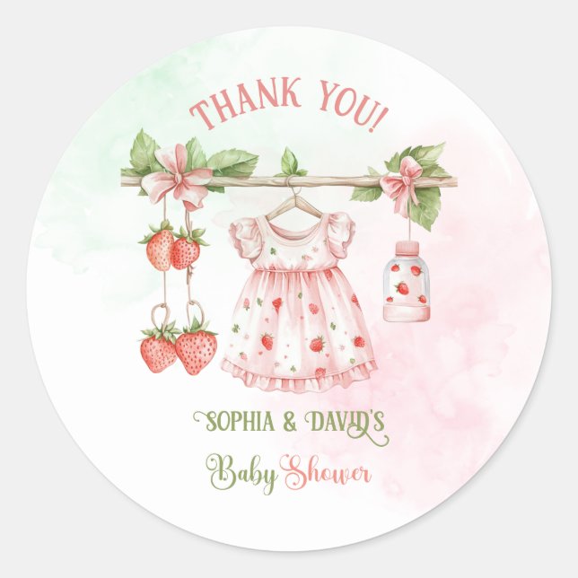 Sticker Rond Berry Sweet Girl Baby shower (Devant)