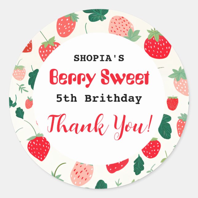 Sticker Rond Berry Sweet Invitation d'anniversaire (Devant)