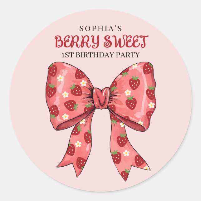 Sticker Rond Berry Sweet Party Invitation (Devant)
