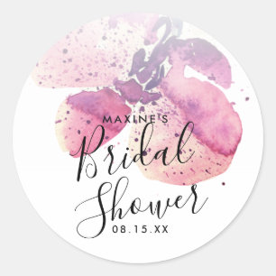 Sticker Rond Berry Watercolor Orchid Fête des mariées Favoriser