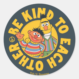 Sticker Rond Bert et Ernie   Soyez gentils l'un envers l'autre