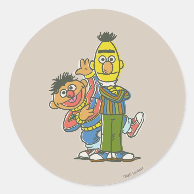 Sticker Rond Bert et Ernie Style Classique (Devant)