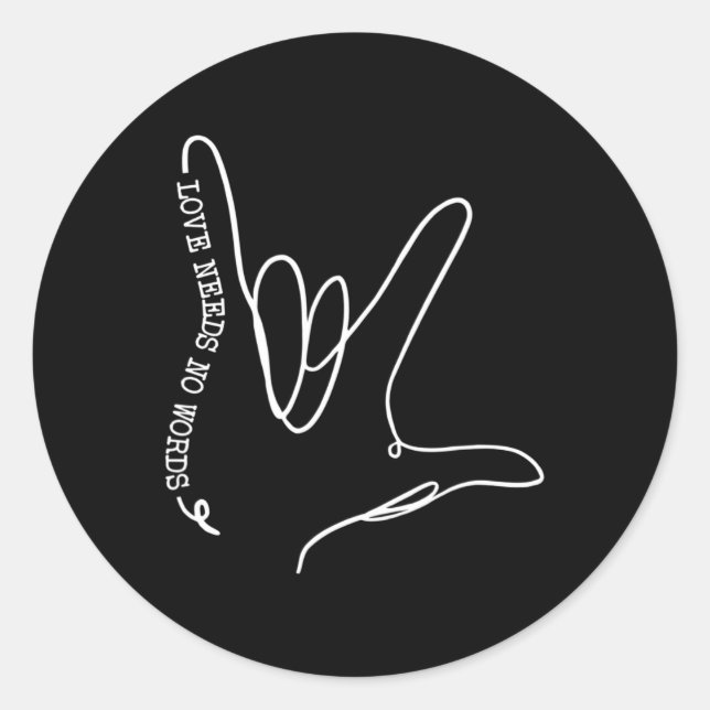 Sticker Rond Besoin de mot Asl Sensibilisation sur l'autisme En (Devant)