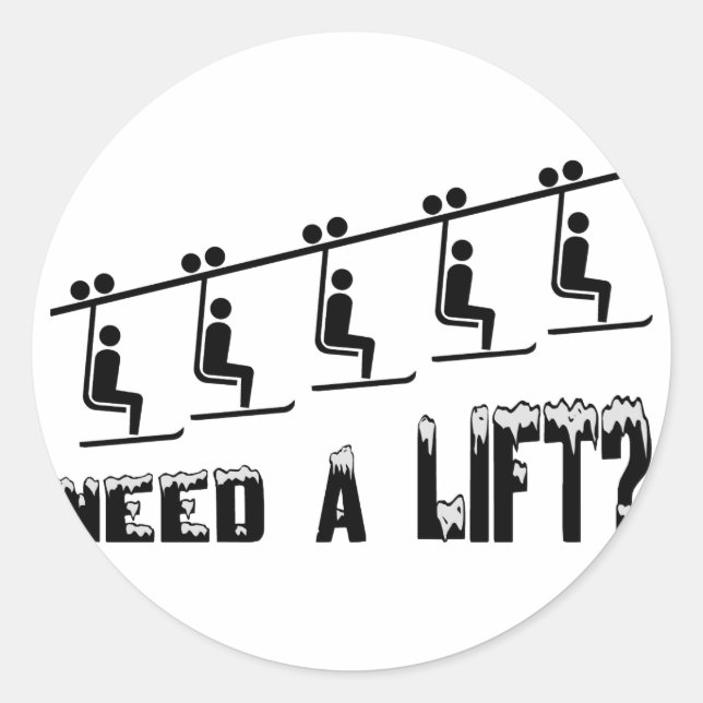 Sticker Rond Besoin D'Un Ascenseur Ski (Devant)