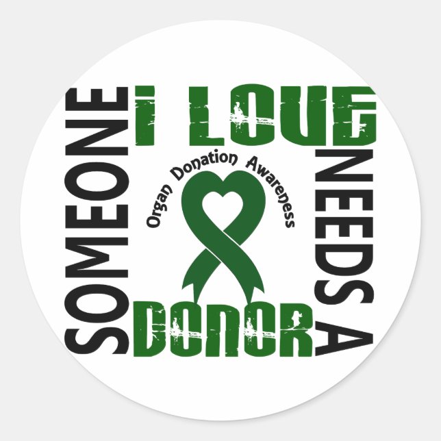 Sticker Rond Besoin D'Un Donateur 4 Dons D'Organe (Devant)