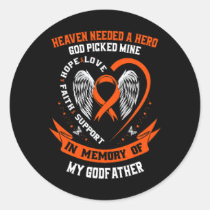 Sticker Rond Besoin D'Un Héros Que Dieu A Choisi Mon Parrain Le