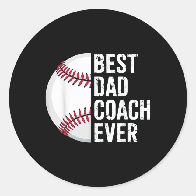 Sticker Rond Best Baseball Papa Entraîneur Jamais Rétro Père Ba (Devant)