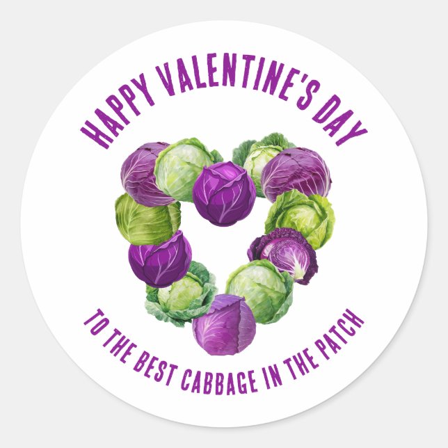 Sticker Rond BEST CABBAGE IN THE PATCH Valentine Couples (Devant)