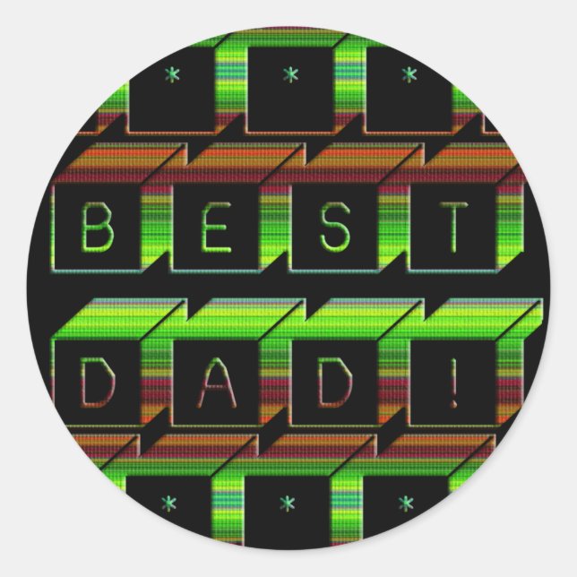 Sticker Rond Best Dad Block Text Green and Brown (Devant)