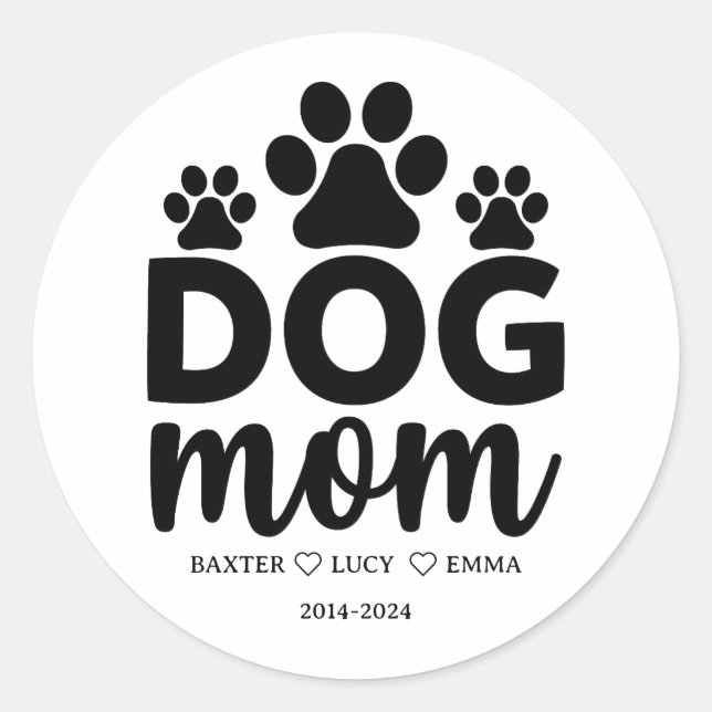 Sticker Rond Best Dog Mom Ever | Happy Mother’s Day  (Devant)