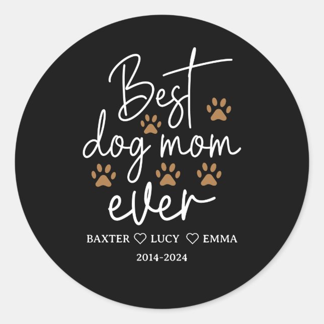 Sticker Rond Best Dog Mom Ever | Happy Mother’s Day  (Devant)