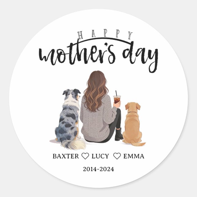 Sticker Rond Best Dog Mom Ever | Happy Mother’s Day  (Devant)