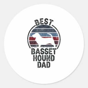 Sticker Rond Best Dog Père Papa - Vintage Basset Hound