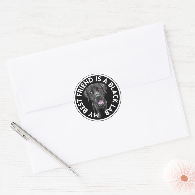 Sticker Rond Best Friend Black Lab (Enveloppe)