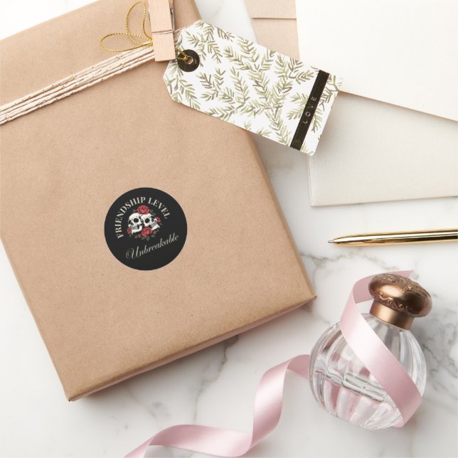 Sticker Rond Best Friend, Friendship Level: Unbreakable, friend (Cadeaux)